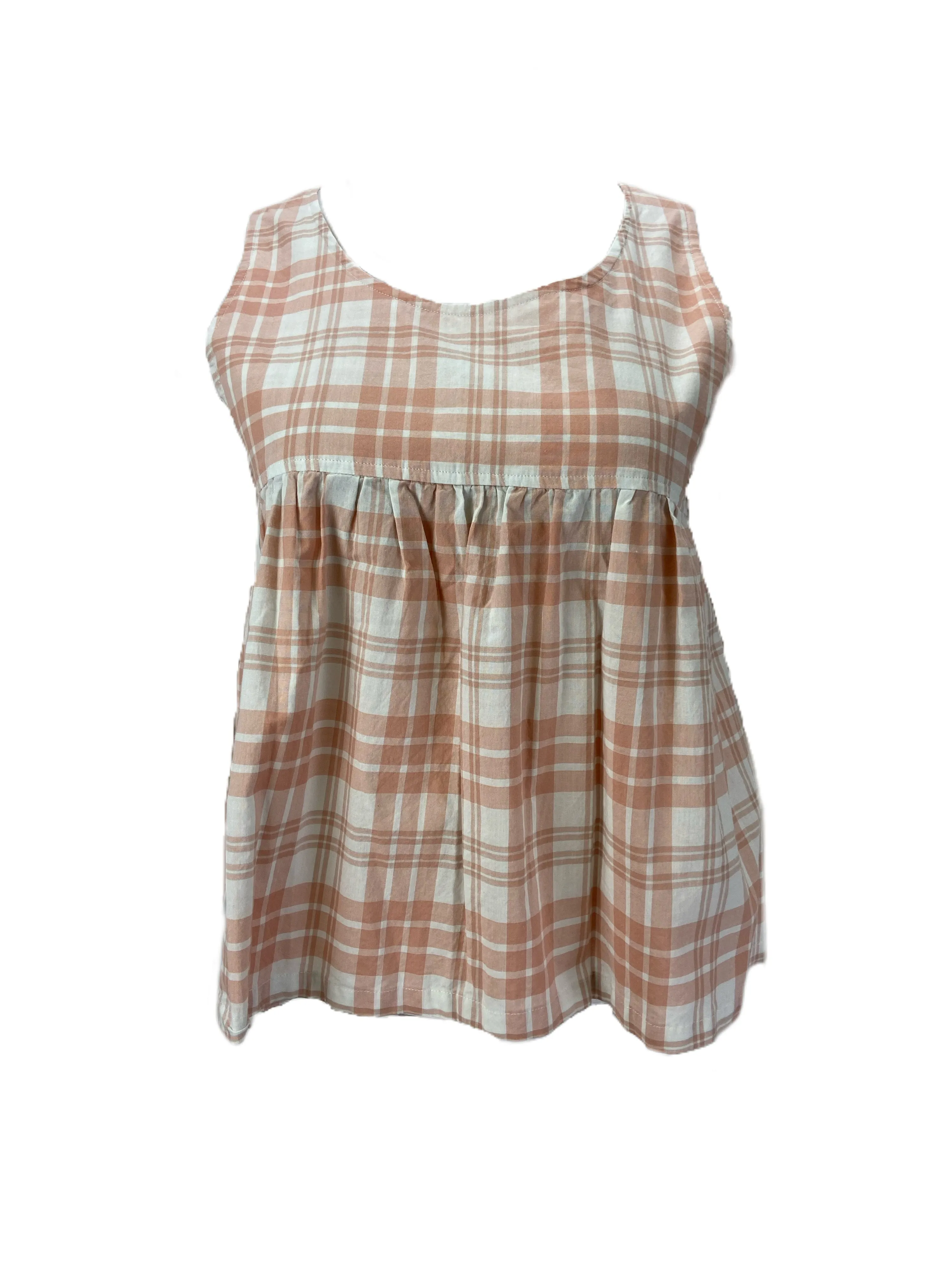STEVEN ALAN Women's Peach Willow Sleeveless Plaid Tank Top NWT