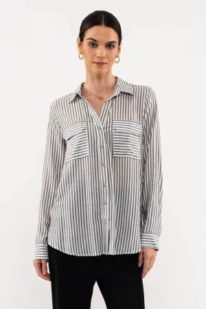 Striped Button Top