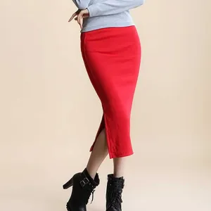 Summer skirts Sexy Chic Pencil Skirts Women Skirt Wool Rib Knit Long Skirt Package Hip Split Waist midi skirt maxi