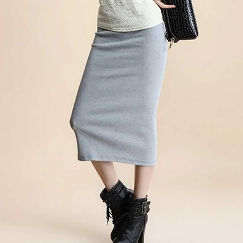 Summer skirts Sexy Chic Pencil Skirts Women Skirt Wool Rib Knit Long Skirt Package Hip Split Waist midi skirt maxi