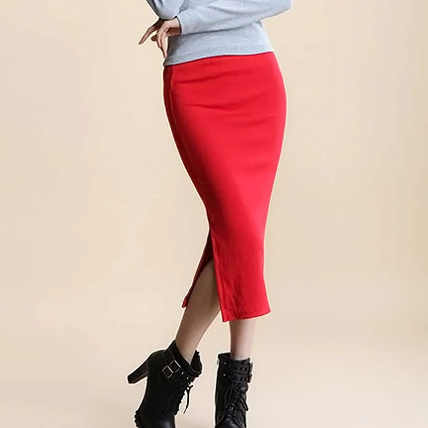 Summer skirts Sexy Chic Pencil Skirts Women Skirt Wool Rib Knit Long Skirt Package Hip Split Waist midi skirt maxi