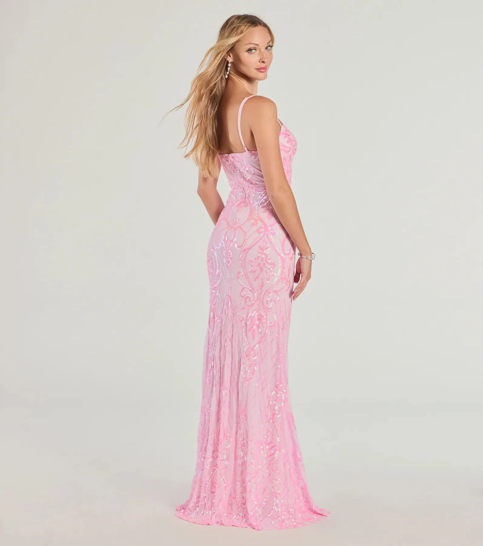 Tabitha Sleeveless Sequin Formal Column Dress