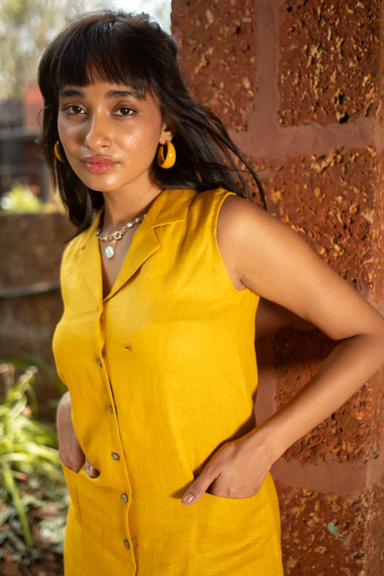 The Linen Notch Collar Dress