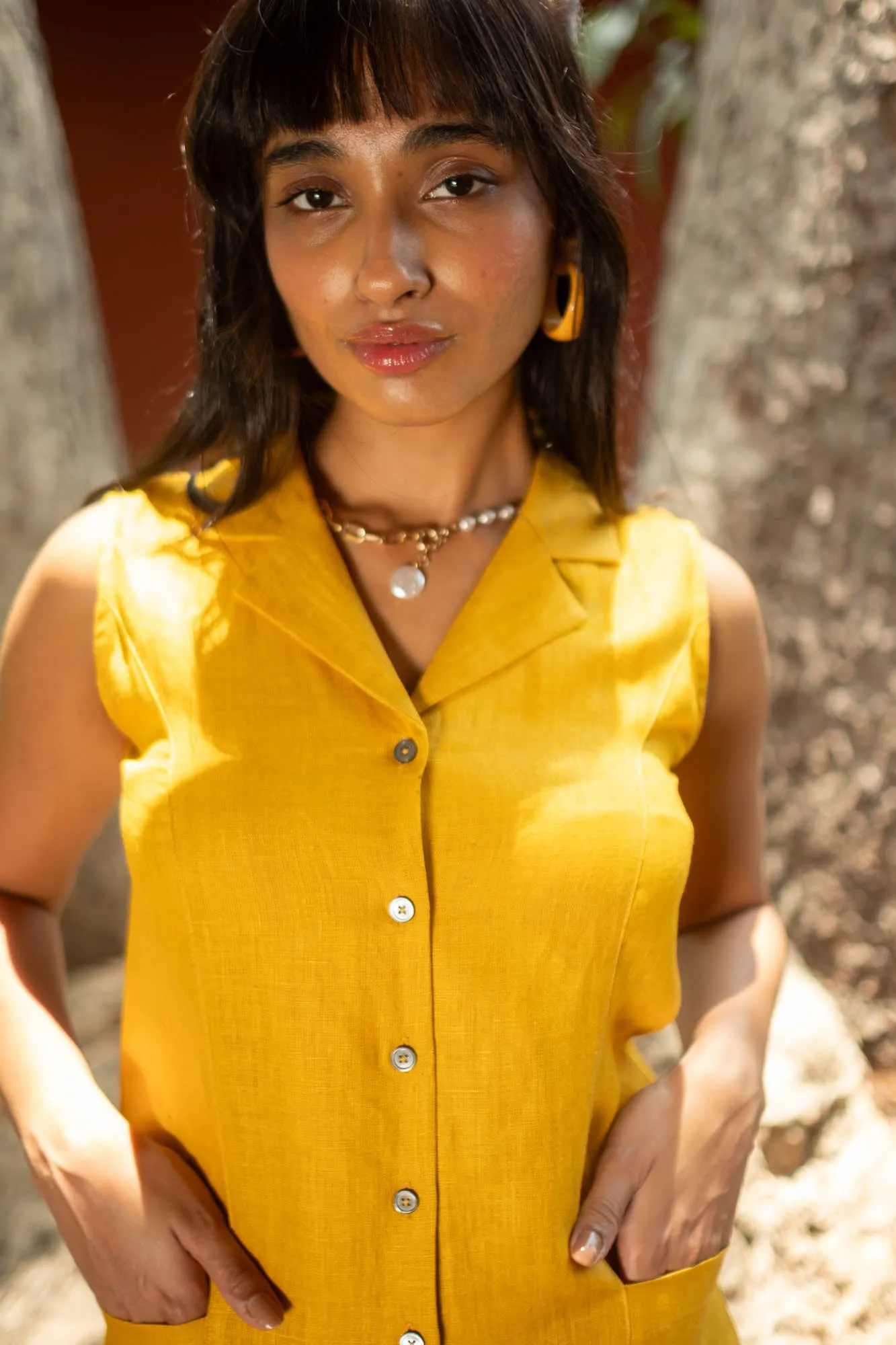 The Linen Notch Collar Dress