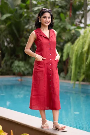 The Linen Notch Collar Dress