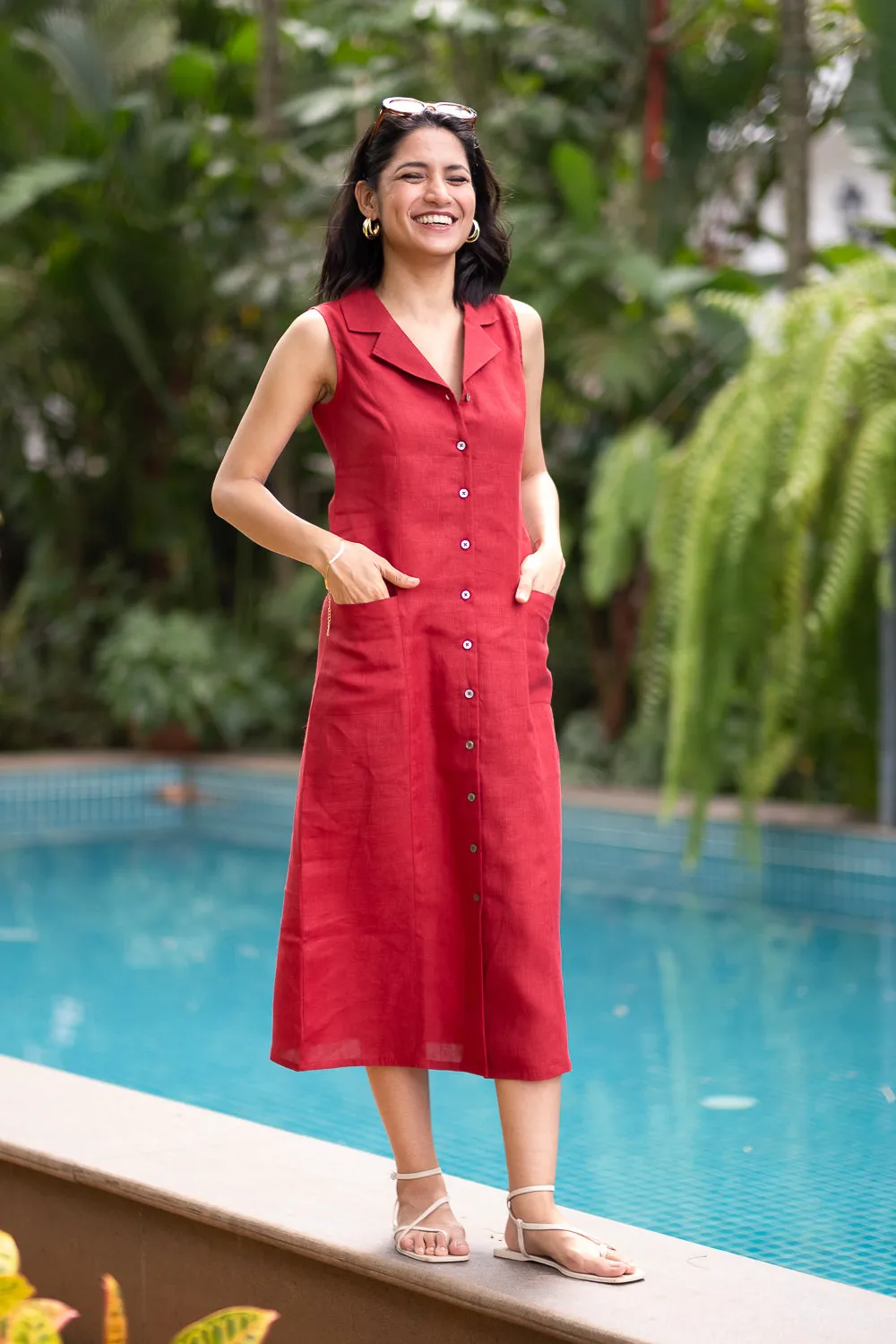 The Linen Notch Collar Dress