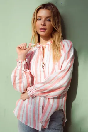 The Mia top- Coral Stripe
