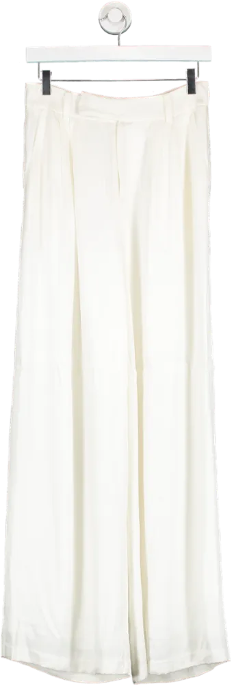 Third Form White Satin Wide Leg Trousers UK 8