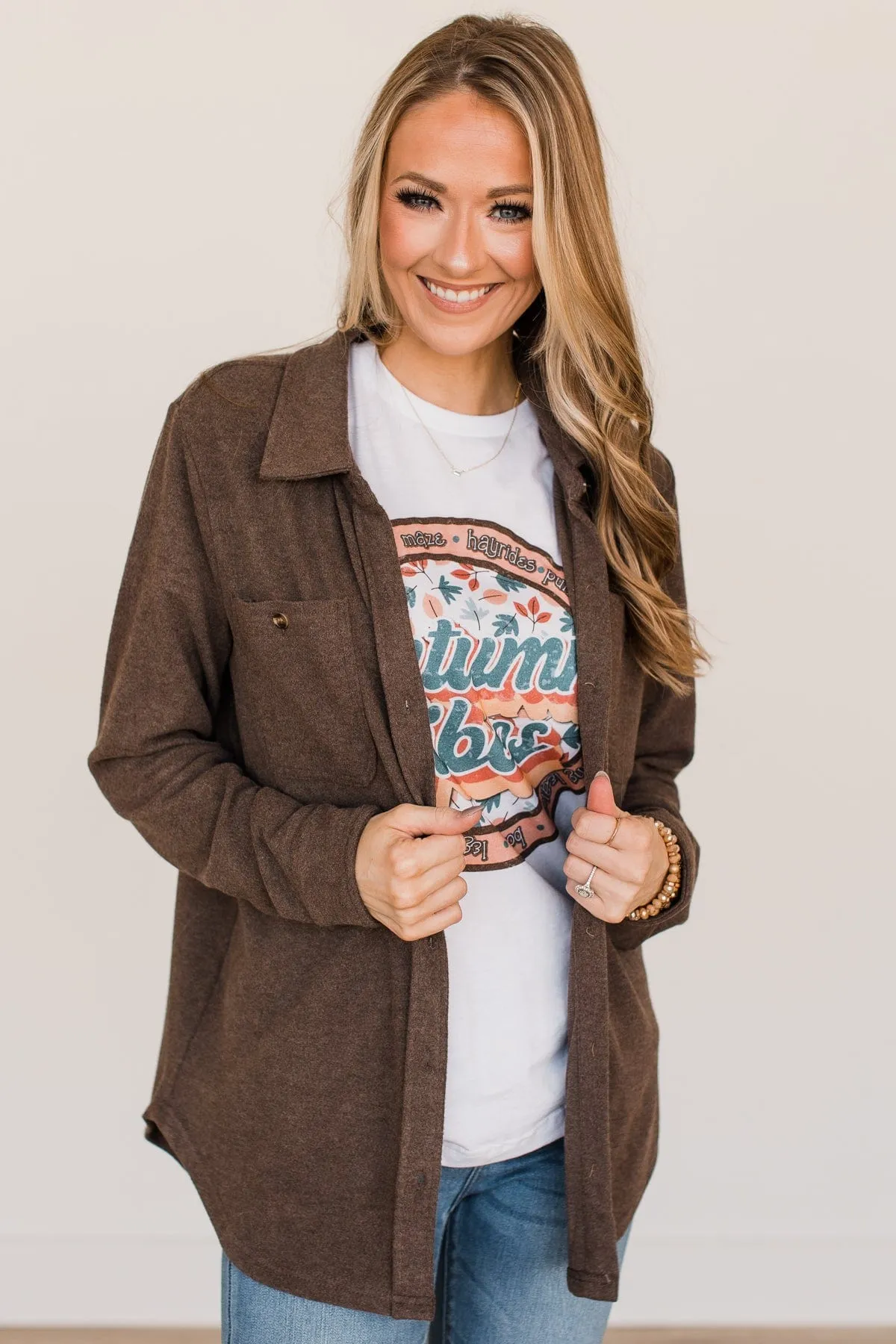 Thread & Supply Free Falling Lightweight Button Down Jacket- Brown