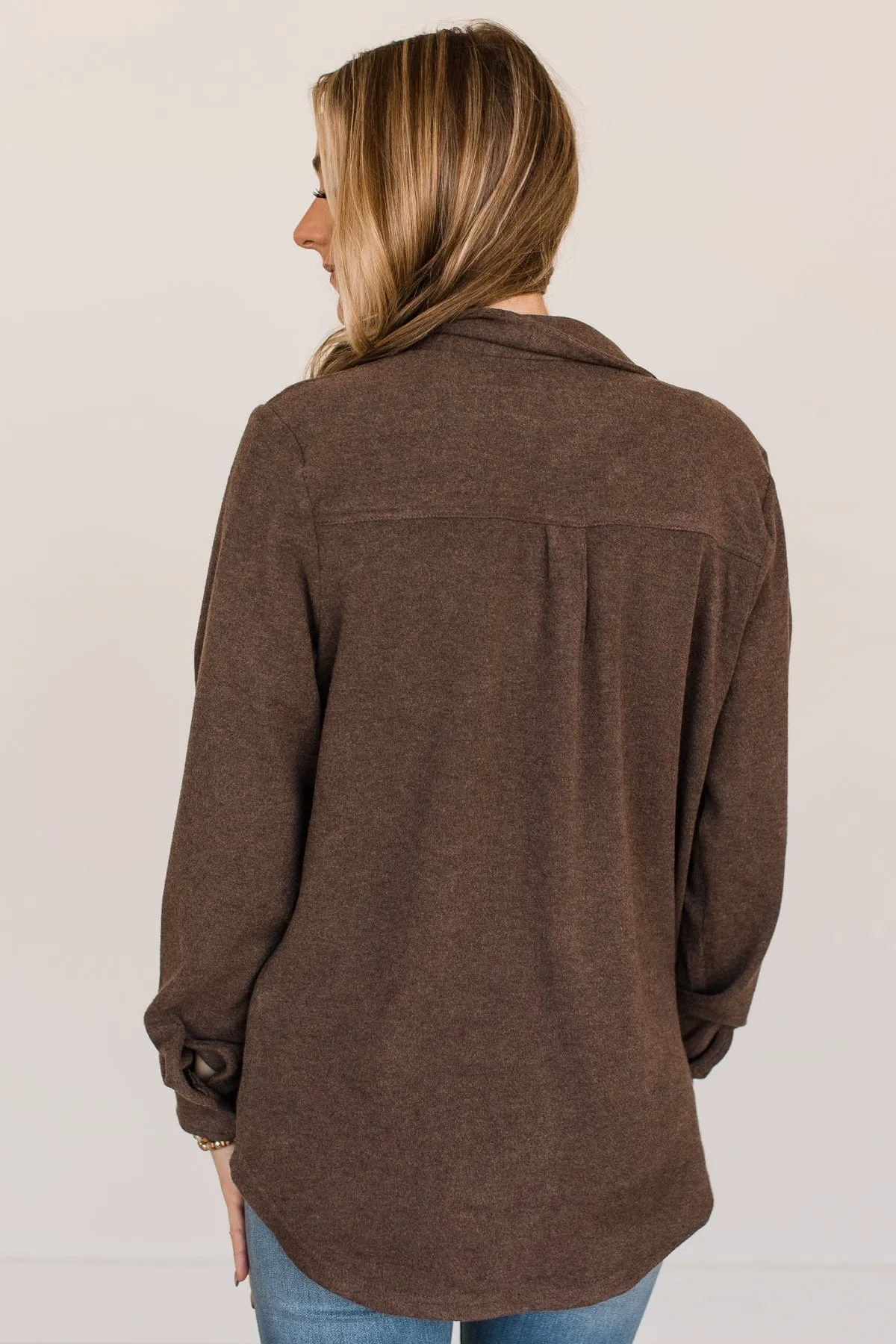 Thread & Supply Free Falling Lightweight Button Down Jacket- Brown