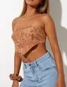 Tie Back Bandana Marble Strapless Crop Top