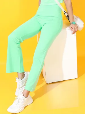 Tokyo Talkies Women Green Solid Mid rise Boot cut  Trousers