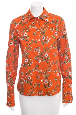 Tory Burch Orange Floral Button Down Shirt SZ 00 NWT