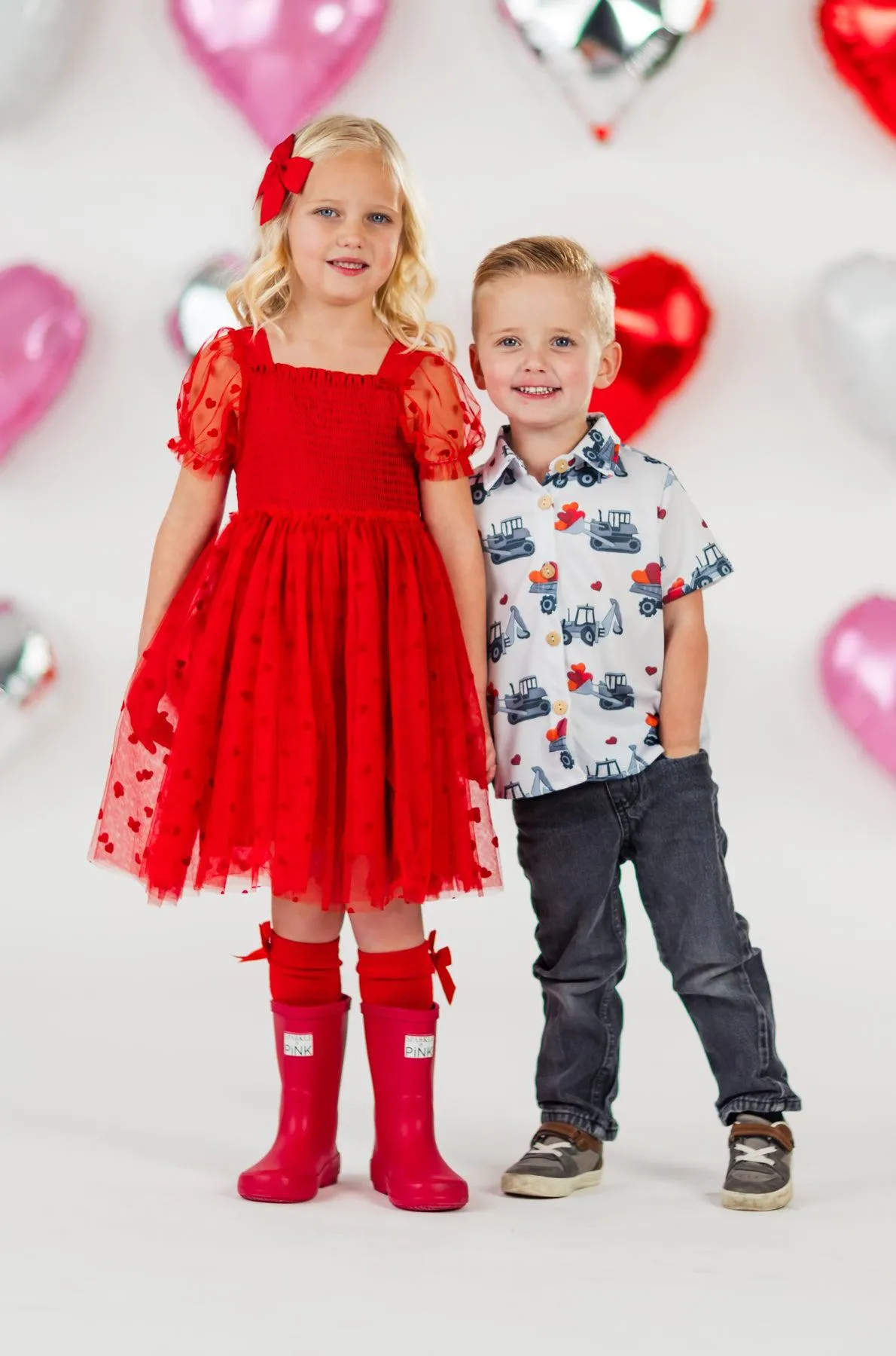 Tractor & Hearts Button Down