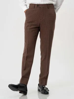 Trousers With Belt Loop - Coffee Plaid (Slim Straight)