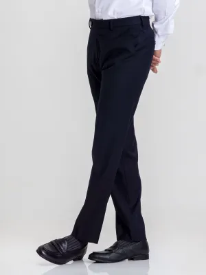 Trousers With Belt Loop -  Deep Blue Plain (Slim Straight)