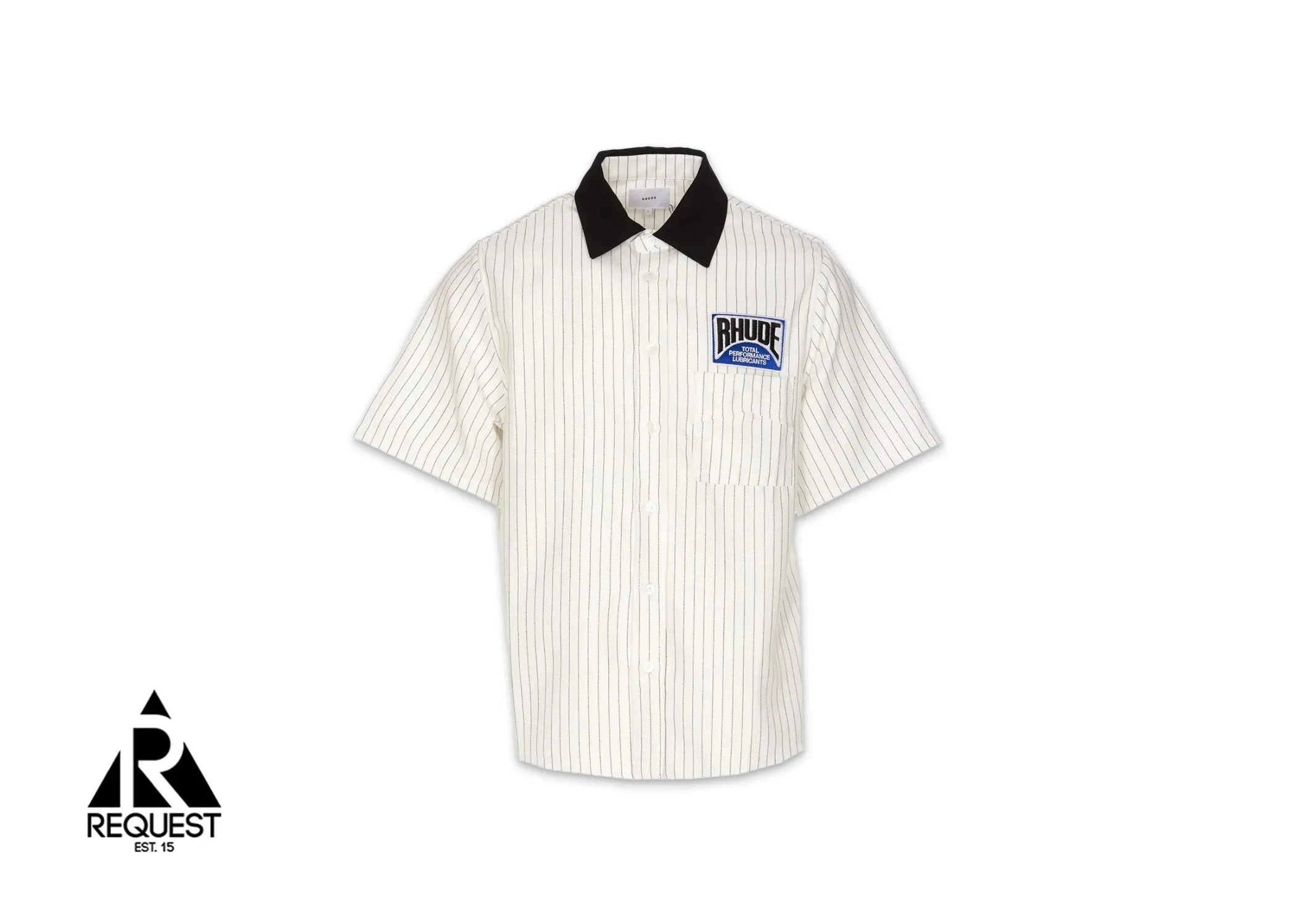 Twill Stripe Mechanic Button Down Shirt “Black/White”
