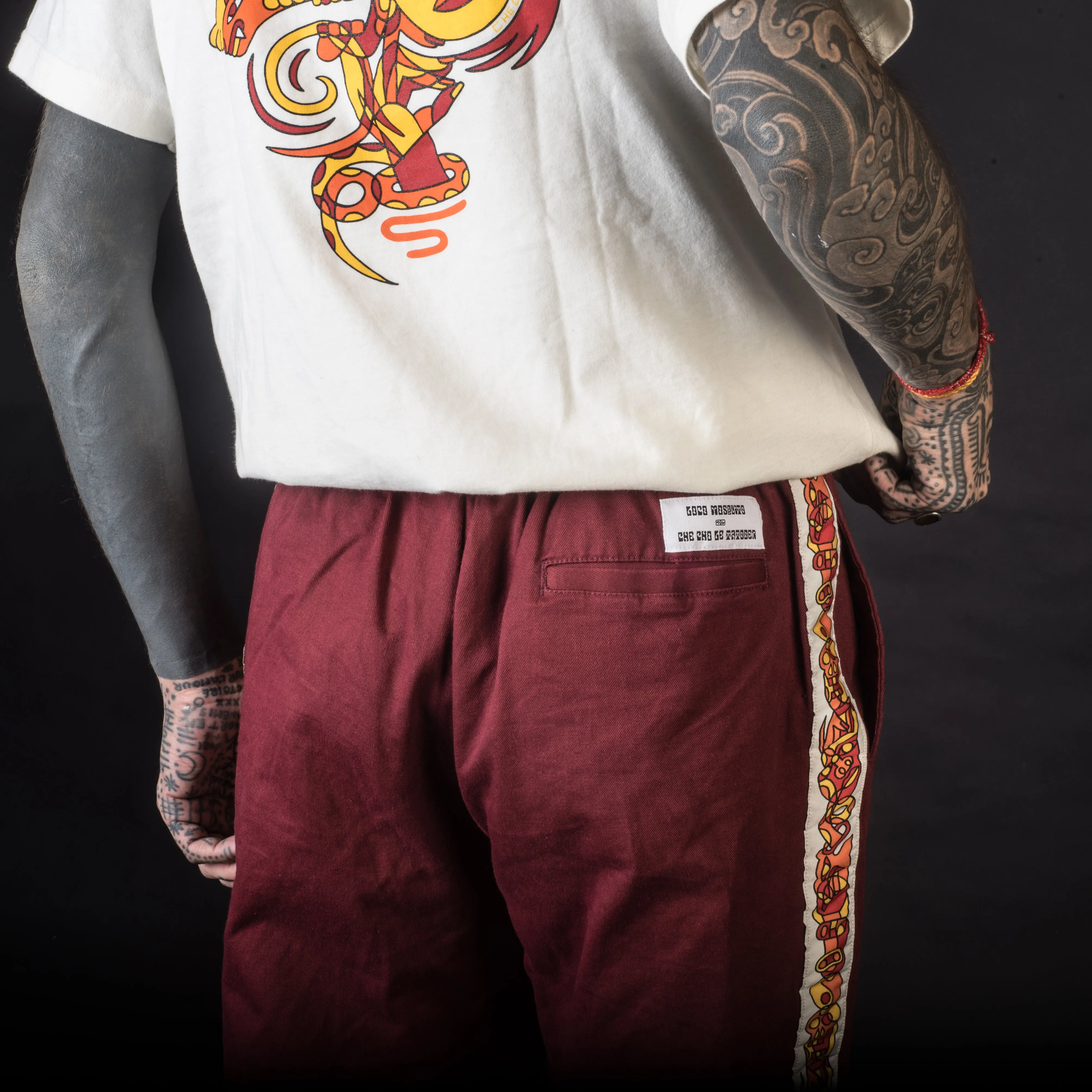 [UNISEX] CHE CHO LE TATOOER X LOCO MOSQUITO BURGUNDY TROUSERS