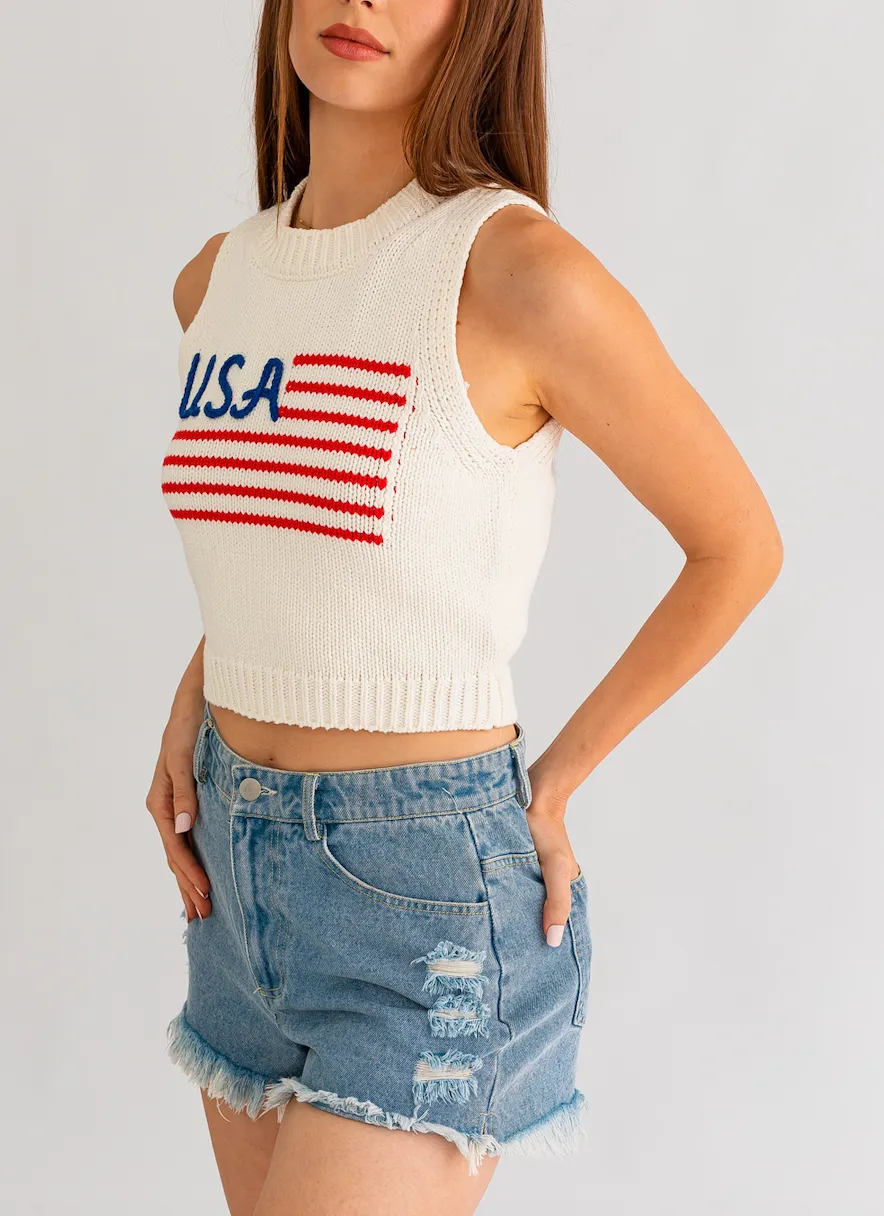 USA Stitched Knit Top