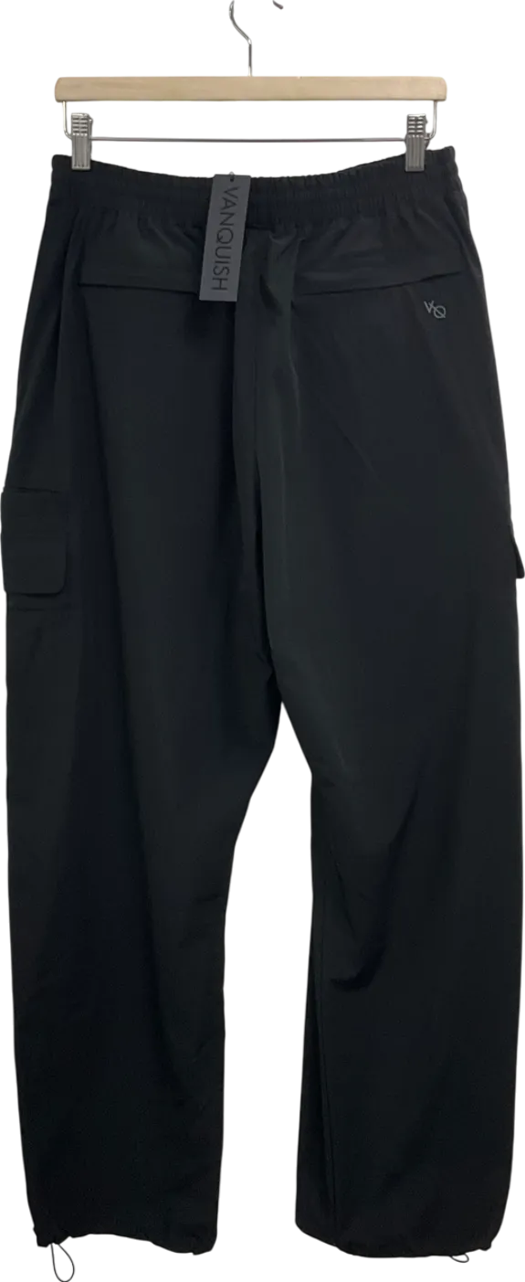 Vanquish Black Utility Wide Leg Cargo Trousers UK L