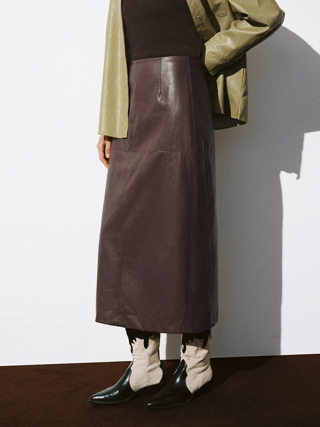 Vegan Leather Straight Skirts