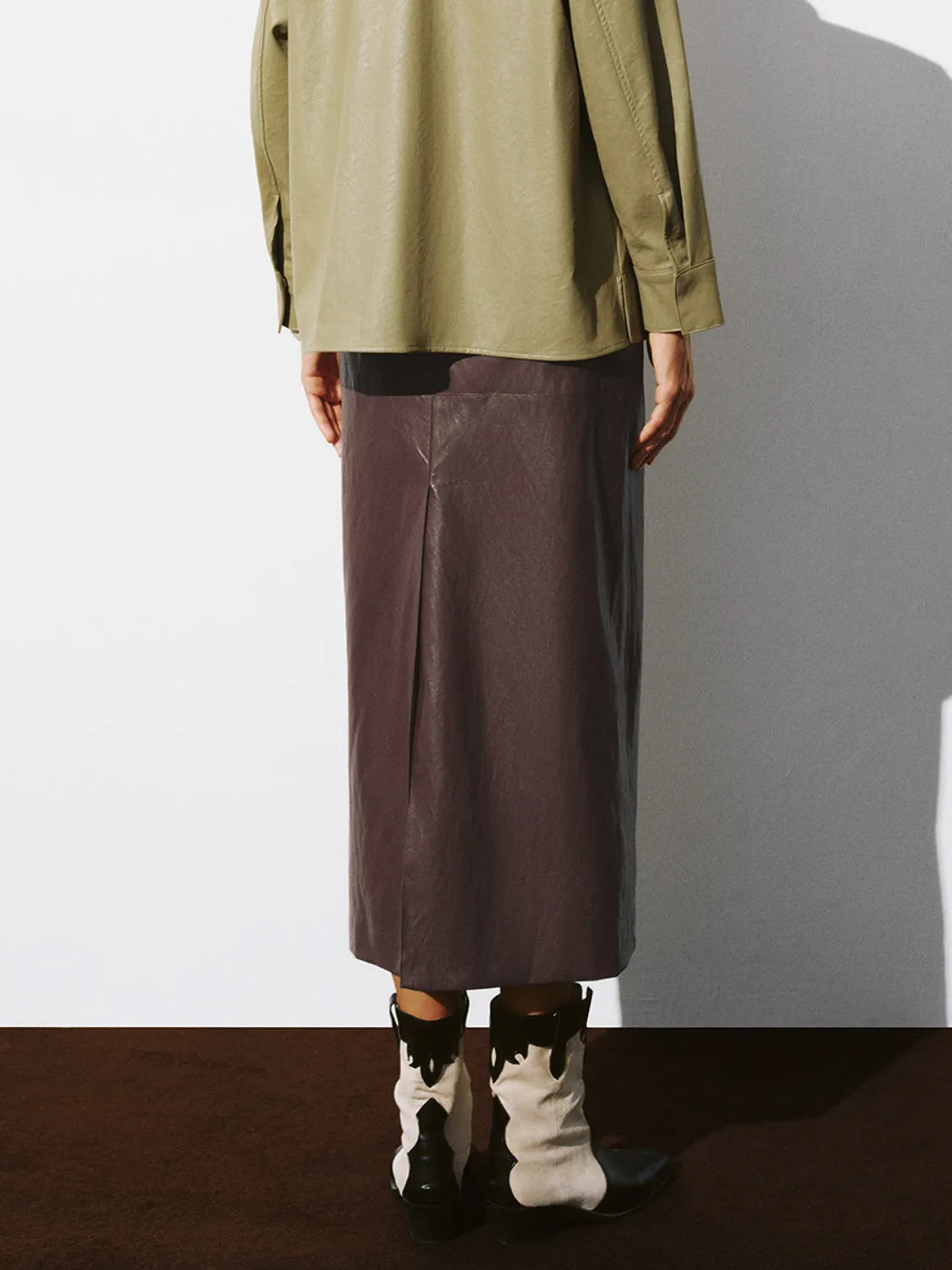 Vegan Leather Straight Skirts