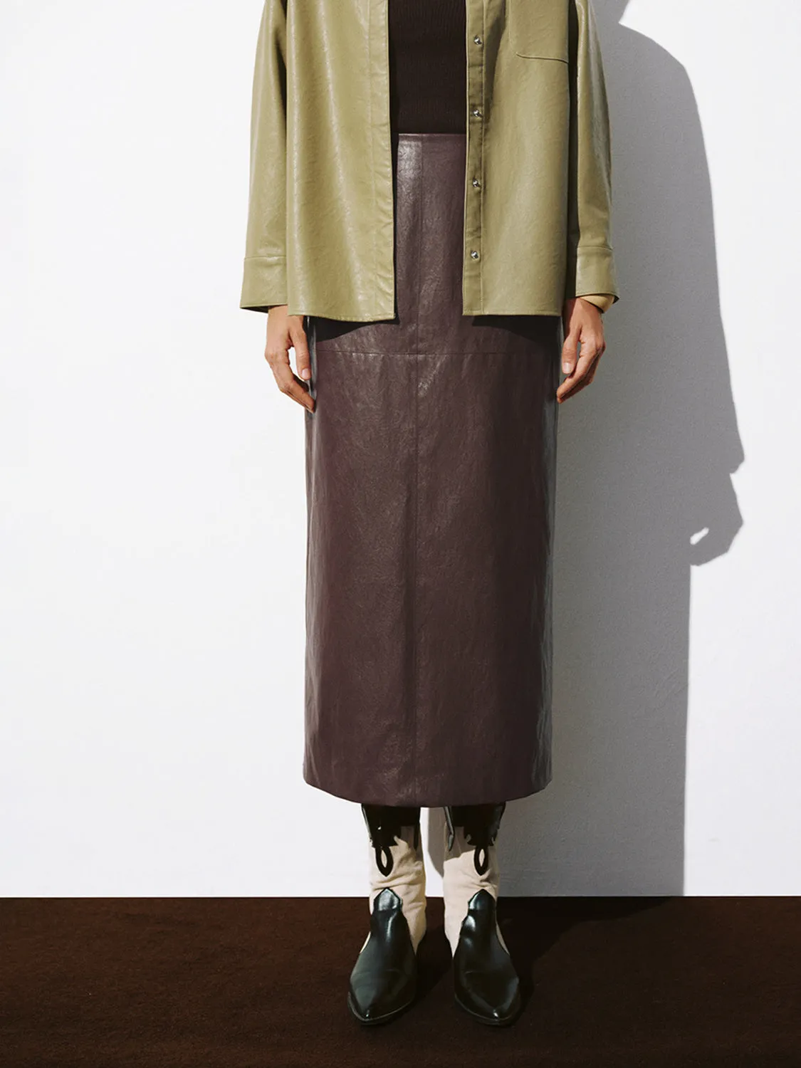 Vegan Leather Straight Skirts