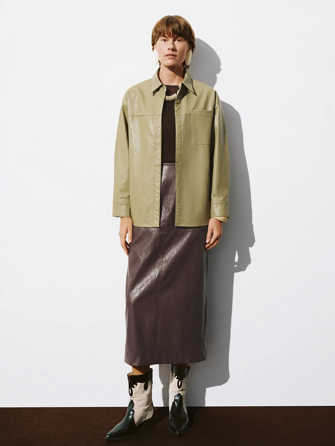Vegan Leather Straight Skirts