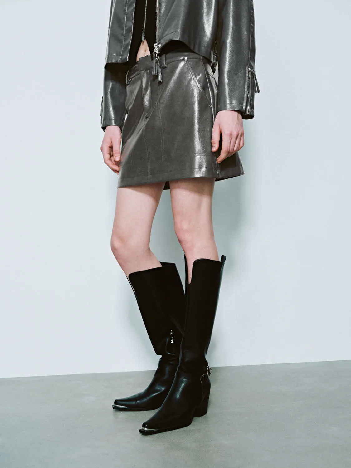 Vegan Leather Straight Skirts