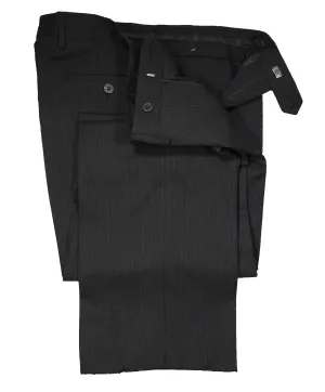 VERSACE COLLECTION -Charcoal Tonal Stripe MOP Logo Button Wool Pants - 37W