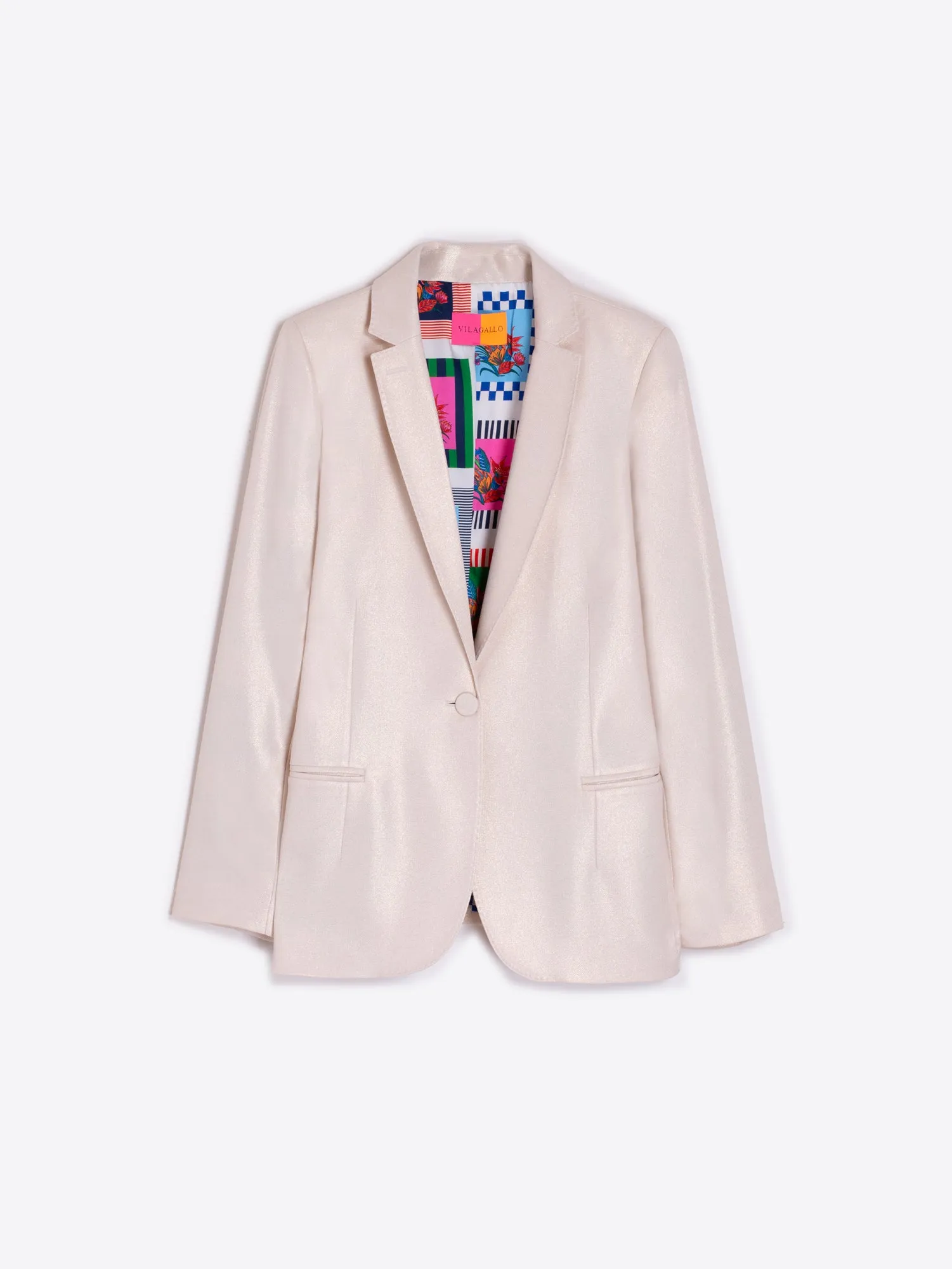 Vilagallo Cream!Gold Shimmer Single Breasted Blazer
