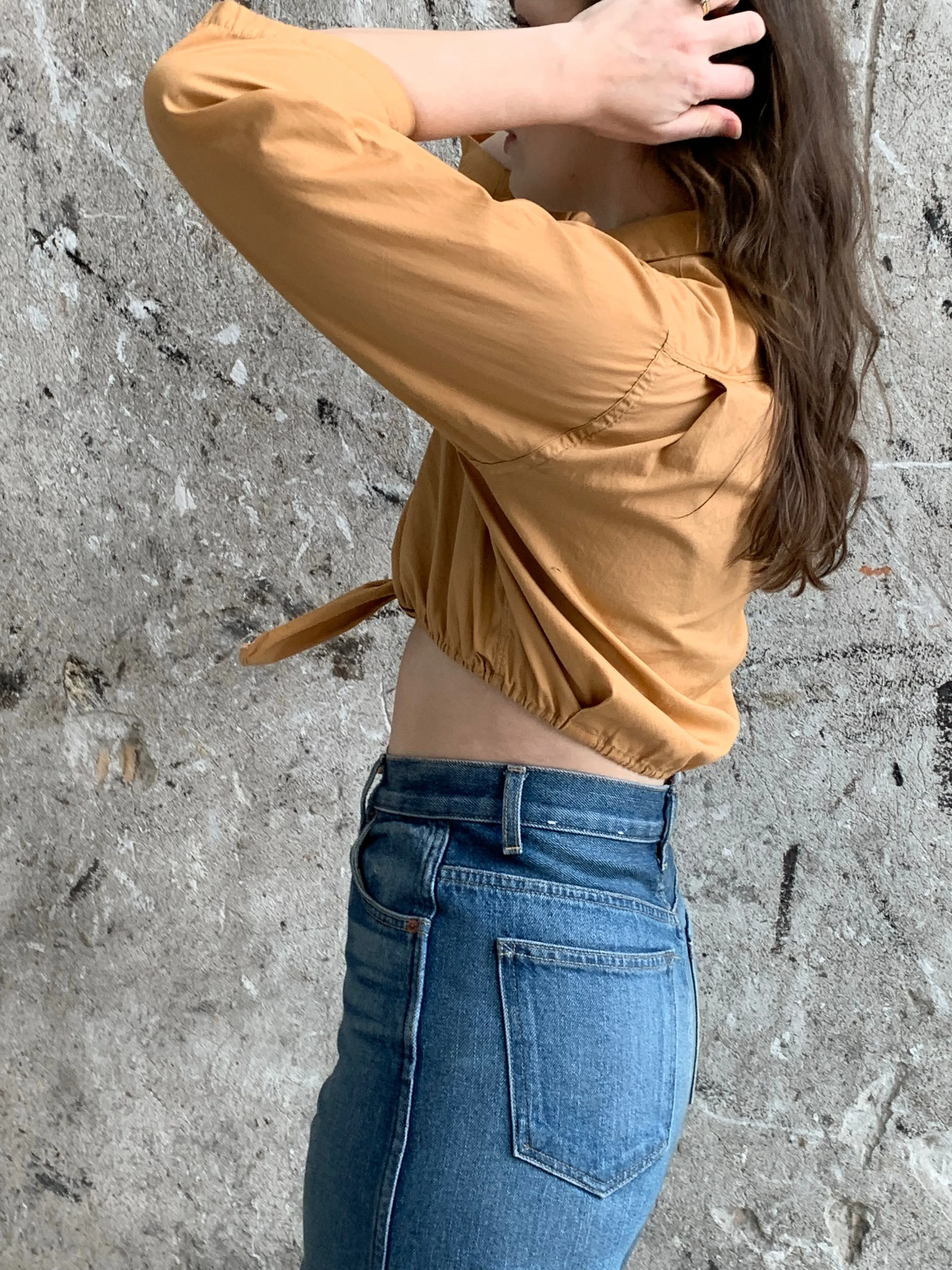 vintage crop button down shirt