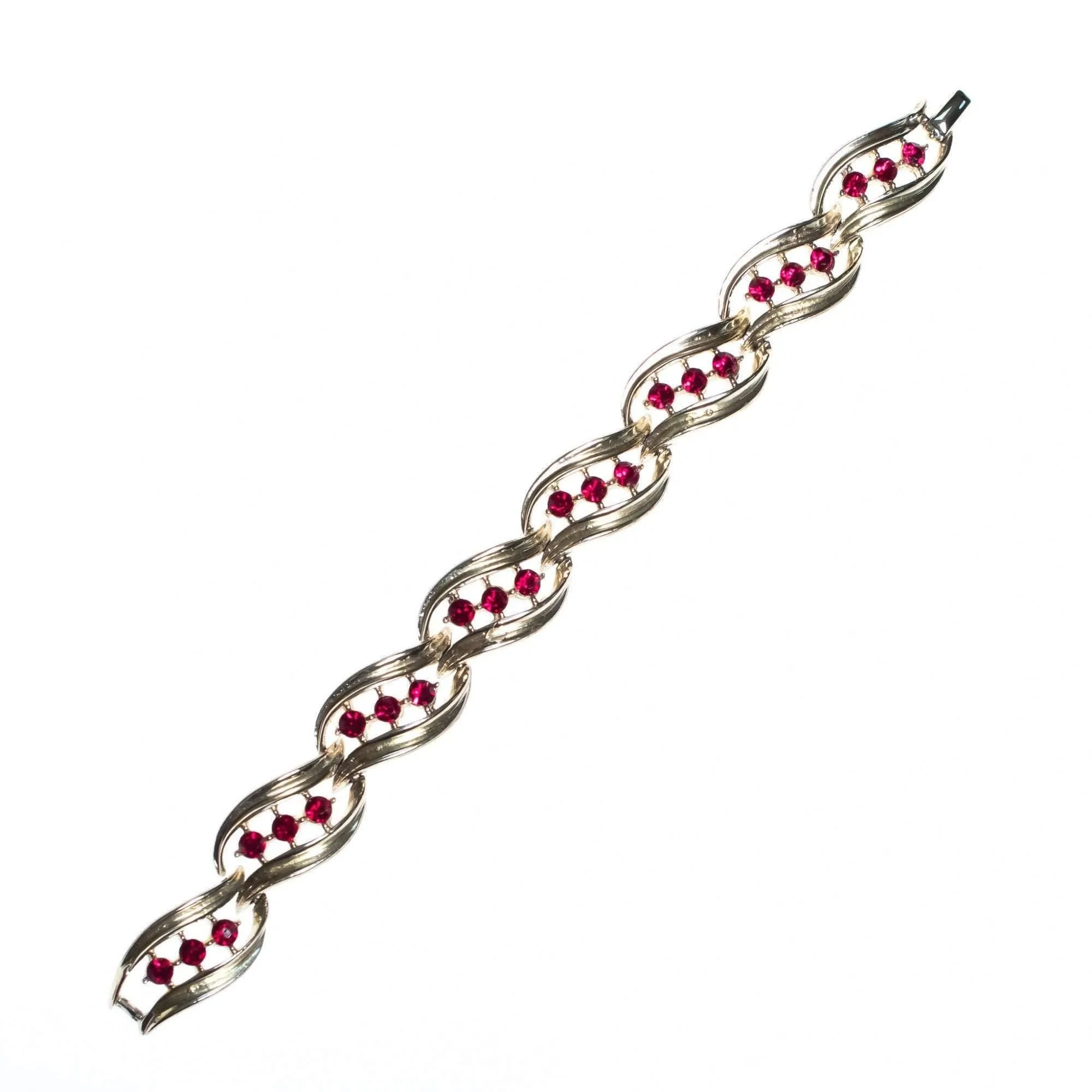 Vintage Lisner Red Rhinestone Bracelet