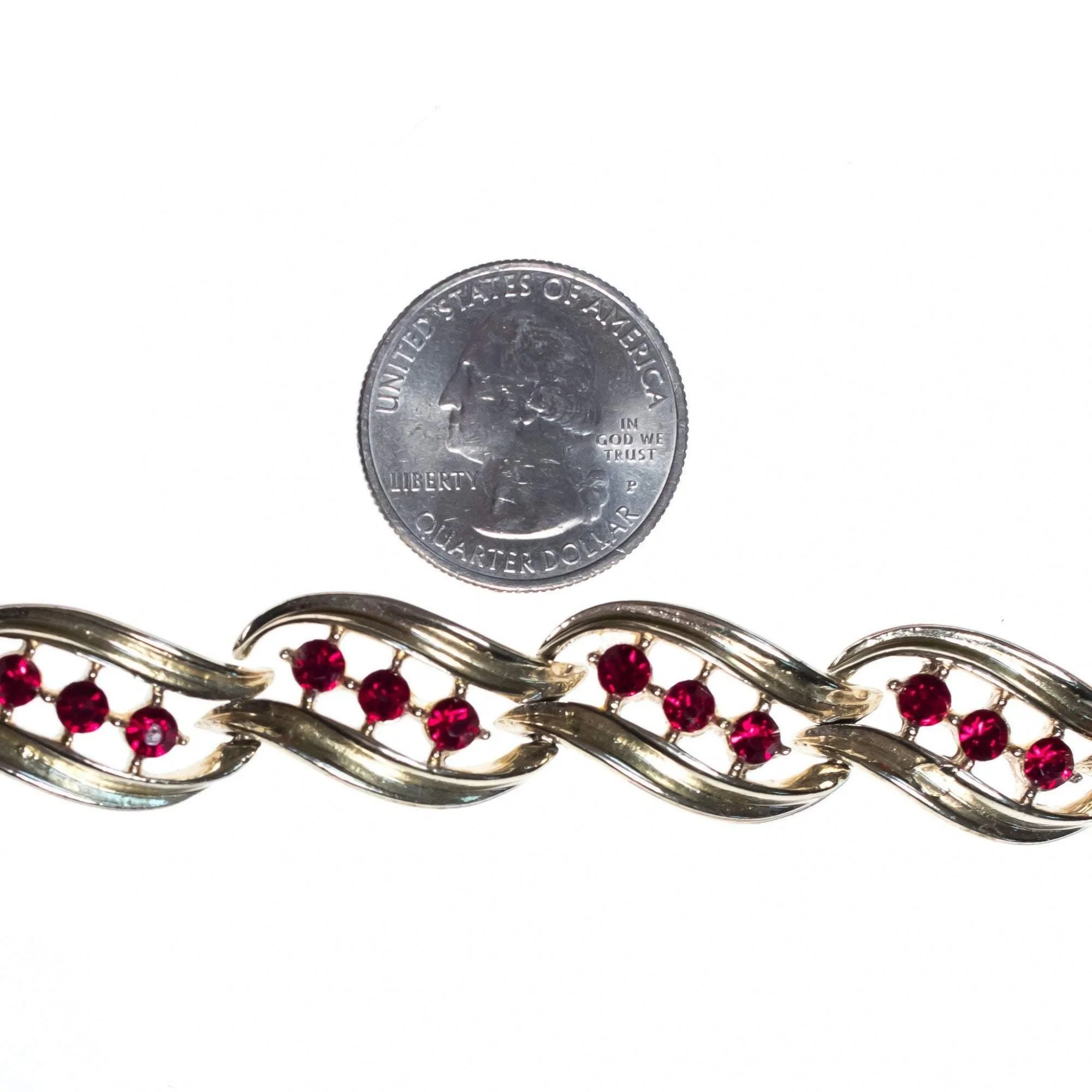 Vintage Lisner Red Rhinestone Bracelet