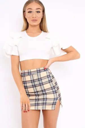White Crop Top Frill Arms - Jameila