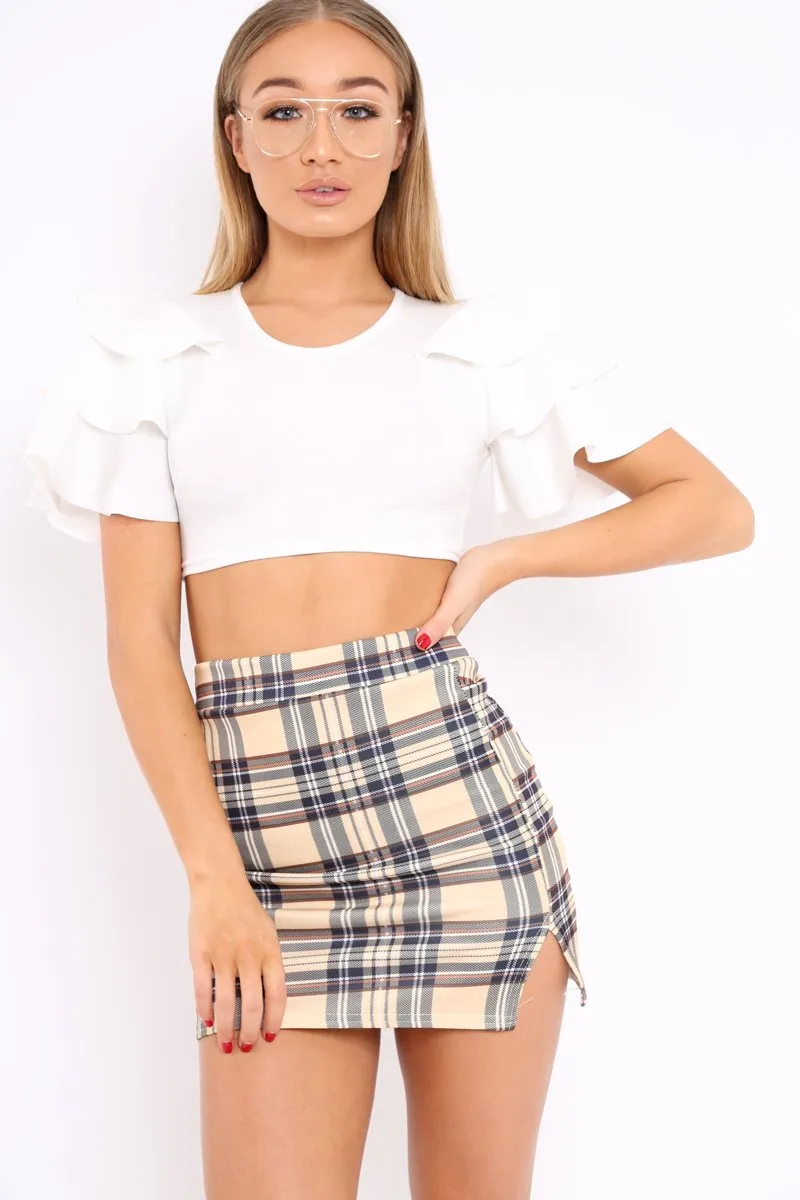 White Crop Top Frill Arms - Jameila