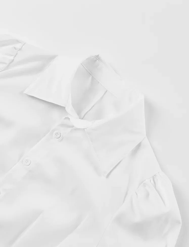 White Shirt Tops with Tie