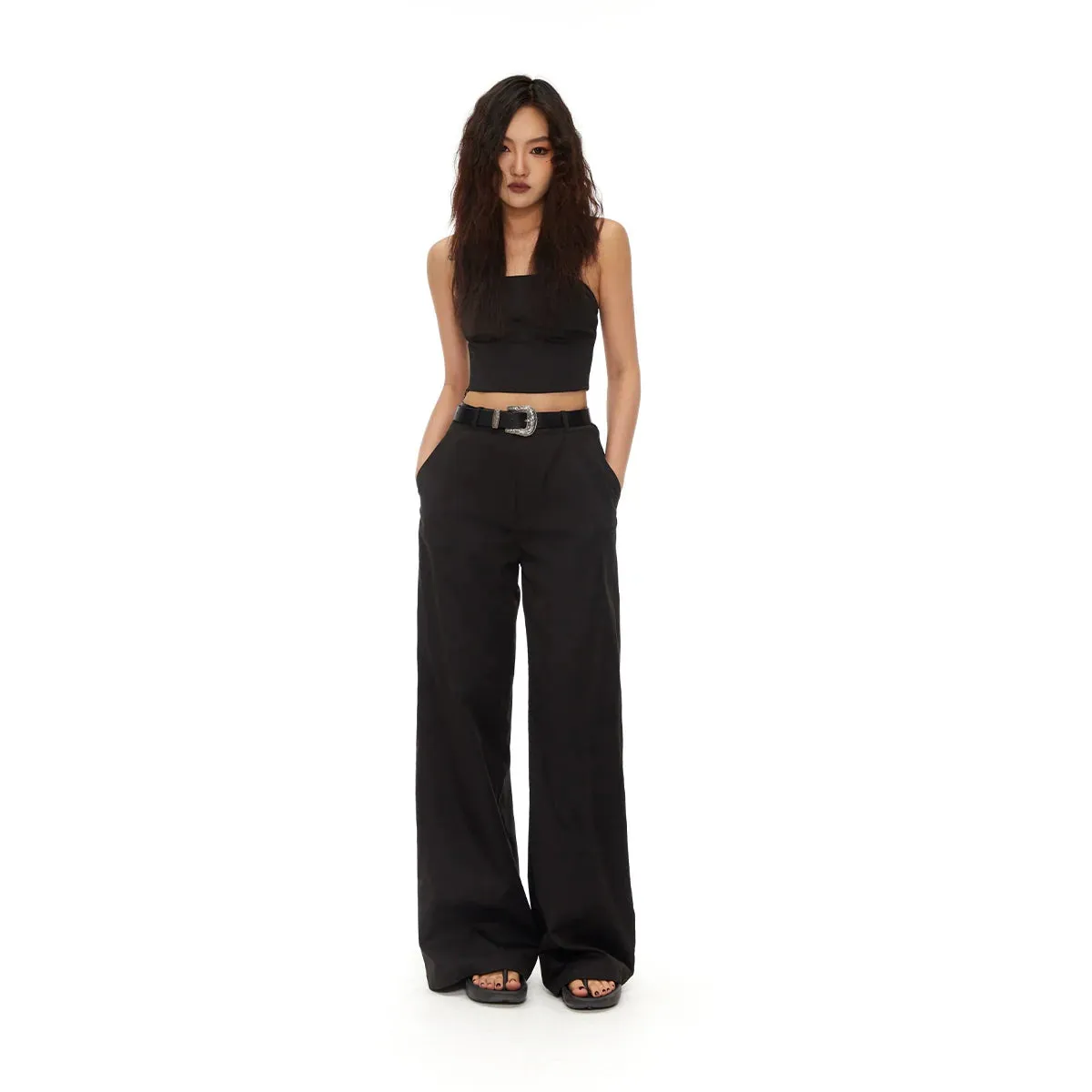 Wide-Leg Black Trousers
