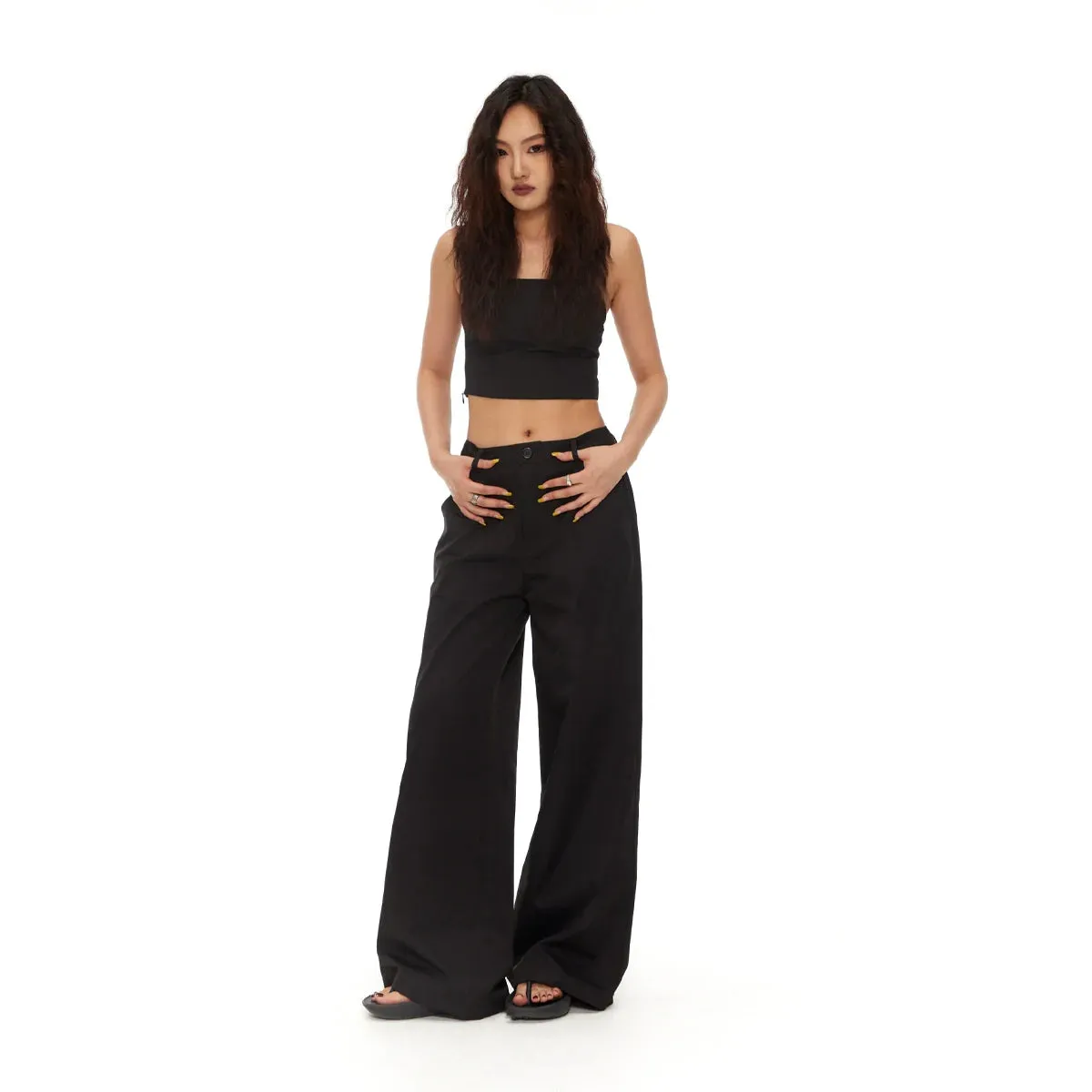 Wide-Leg Black Trousers