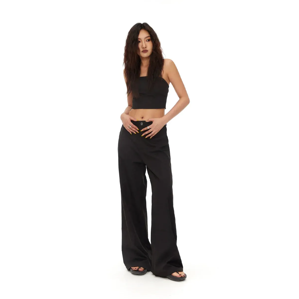 Wide-Leg Black Trousers