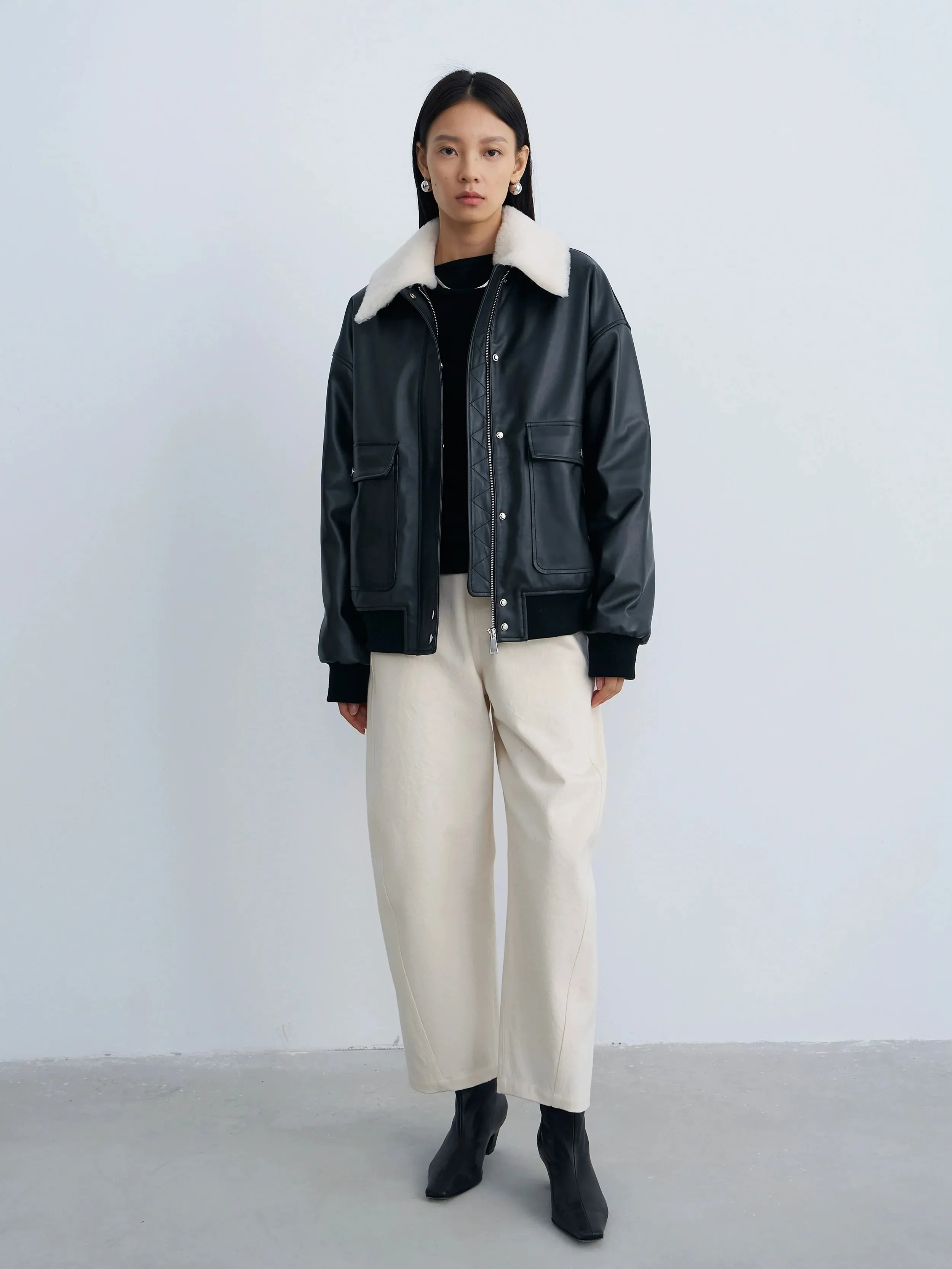 Wide-Leg Cream Trousers