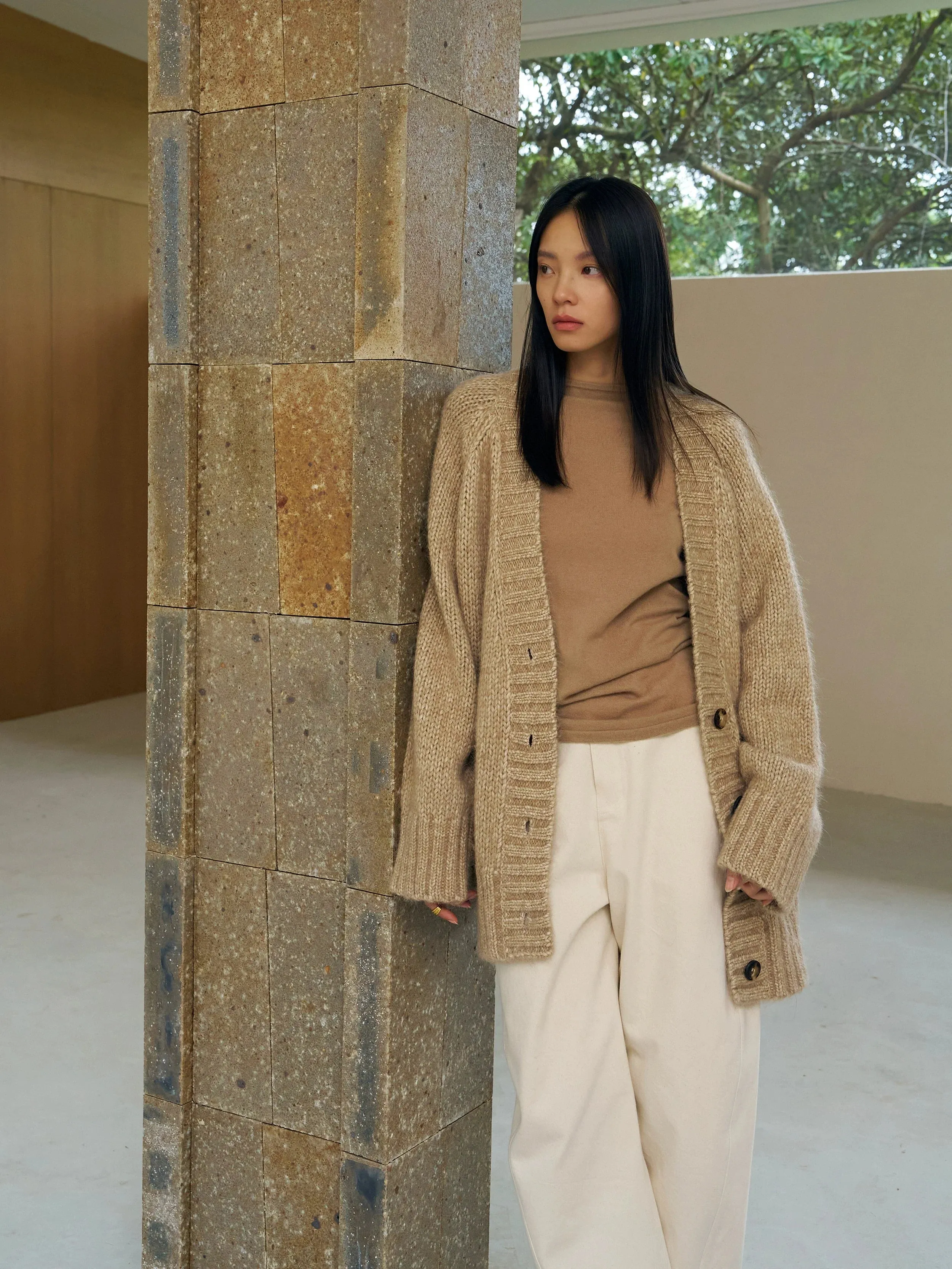 Wide-Leg Cream Trousers