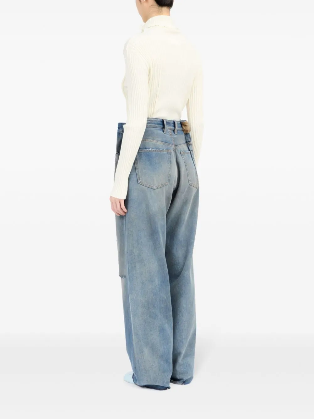 Wide-leg denim cotton jeans