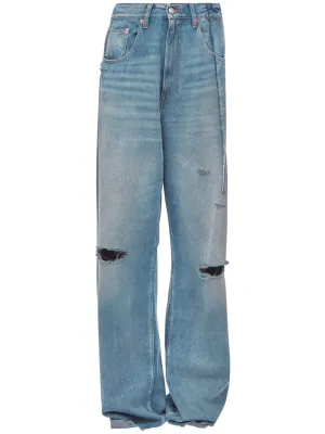Wide-leg denim cotton jeans