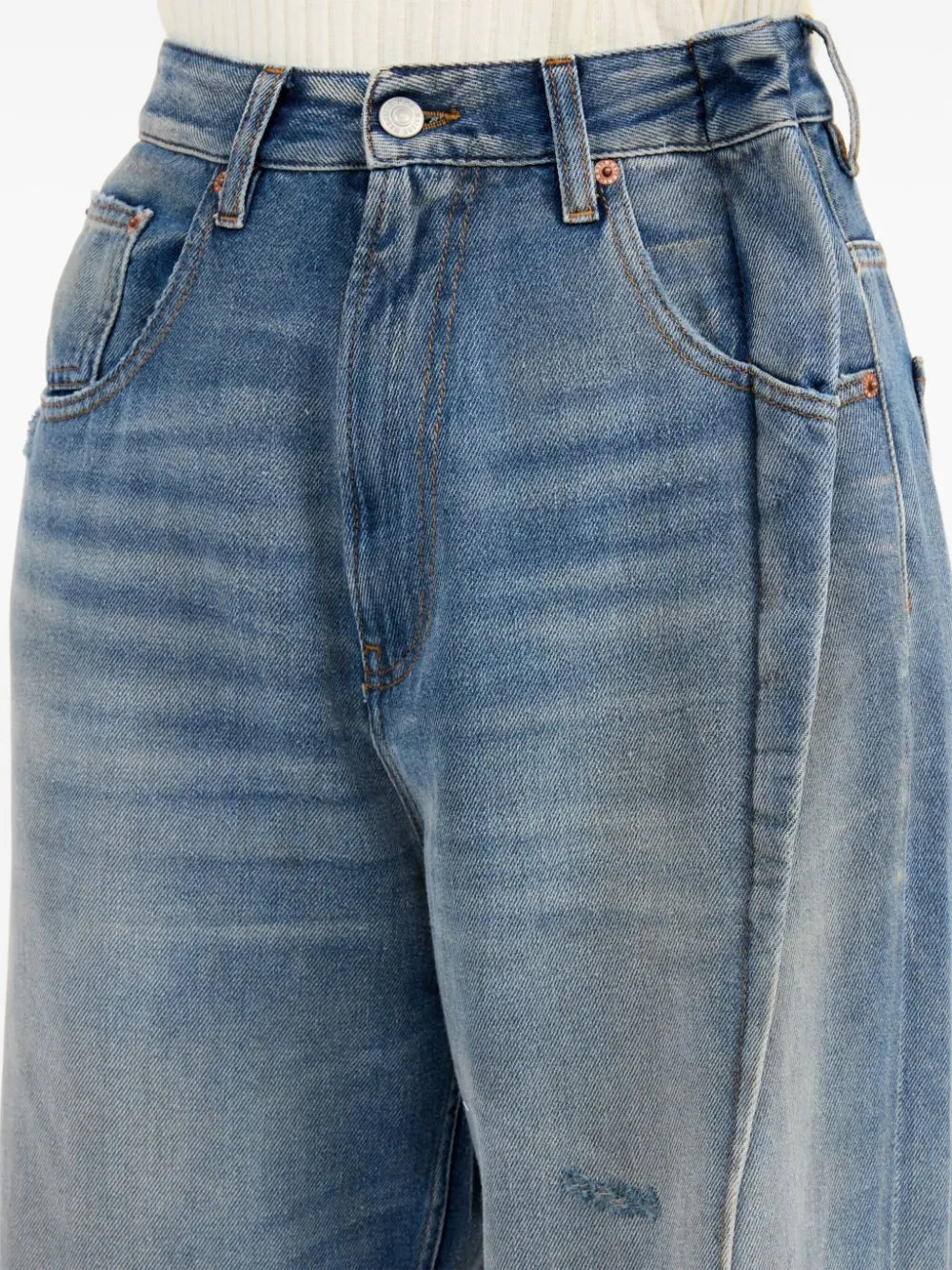 Wide-leg denim cotton jeans