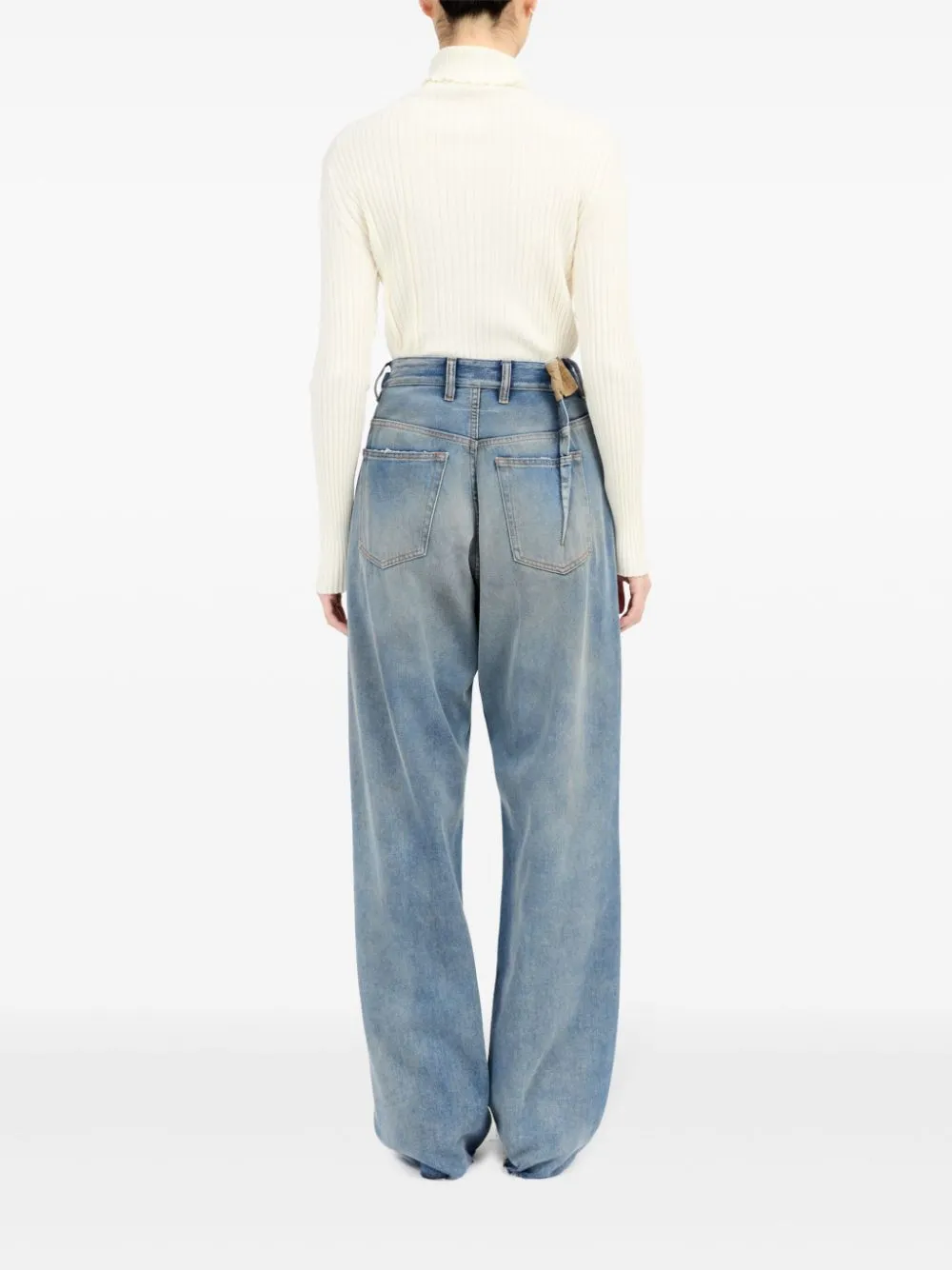 Wide-leg denim cotton jeans
