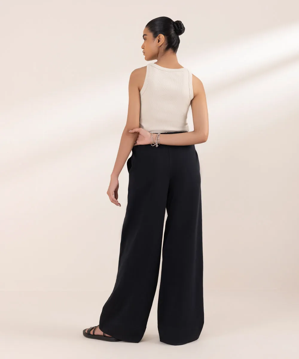Wide Leg Jersey Trousers