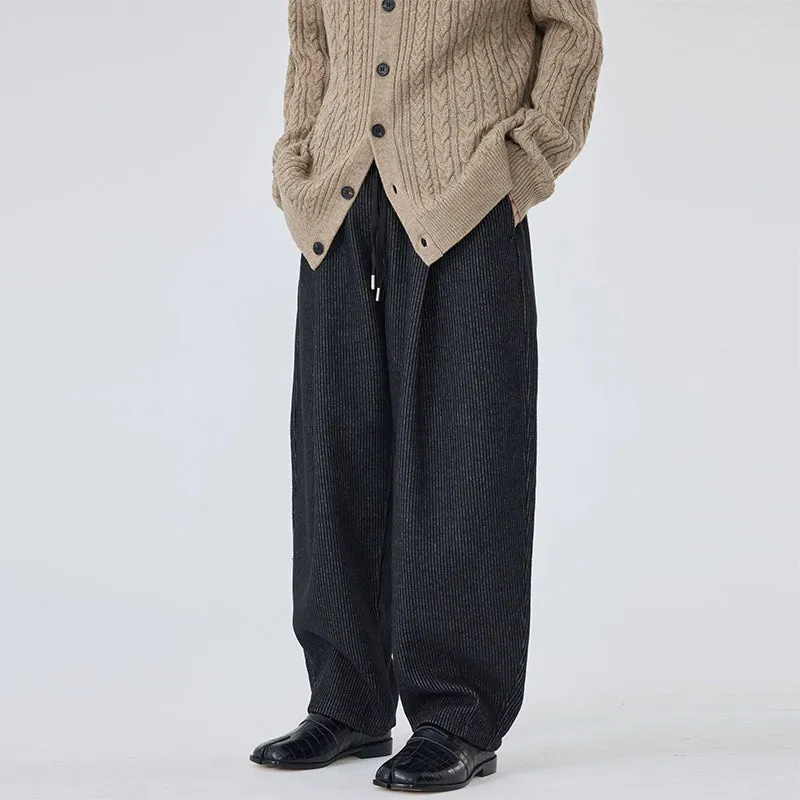 Wide-Leg Pinstripe Trousers