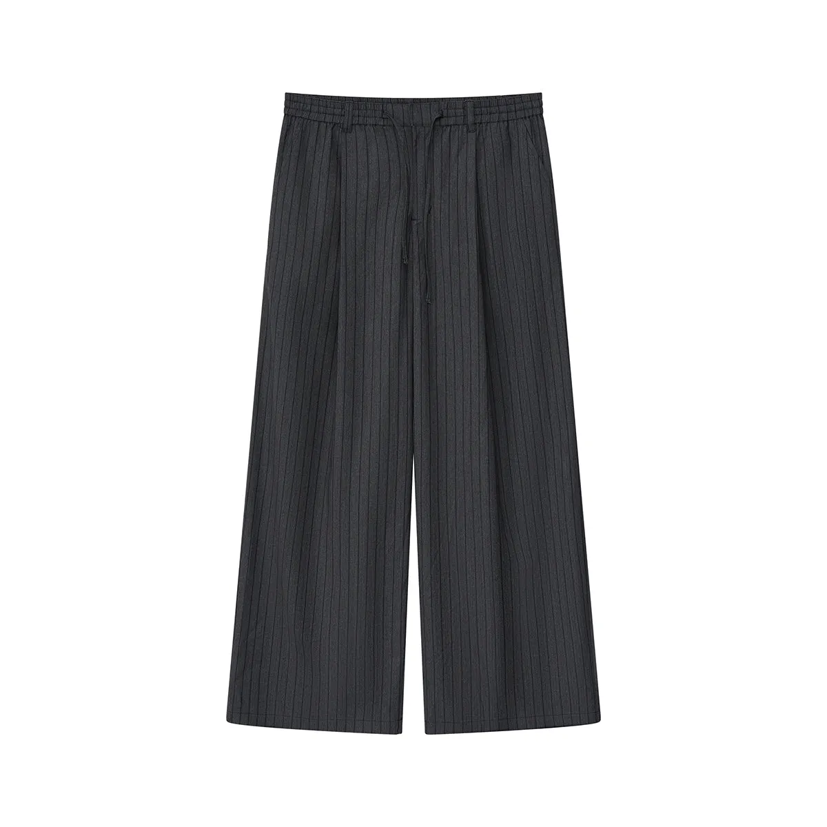 Wide-Leg Pinstripe Trousers