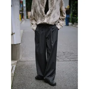 Wide-Leg Pinstripe Trousers